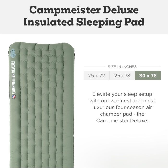Big Agnes Campmeister Deluxe Insulated Sleeping Pad 30x78, Deep Lichen Green - Image 2