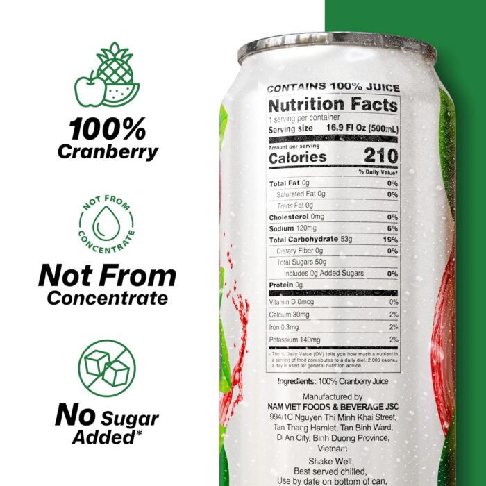 VINUT 100% Cranberry Juice, 16.9 Fl Oz - Image 6