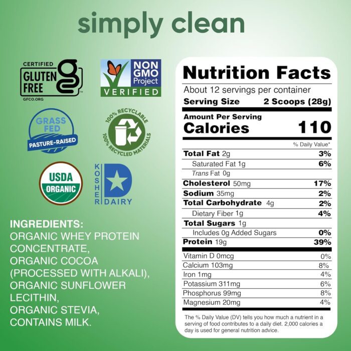 Simply Tera's Organic Whey Protein Dark Chocolate, 12 Oz - Image 2