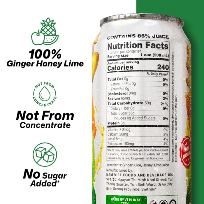 VINUT Ginger, Honey & Lime Juice, 16.9 Fl Oz - Image 5
