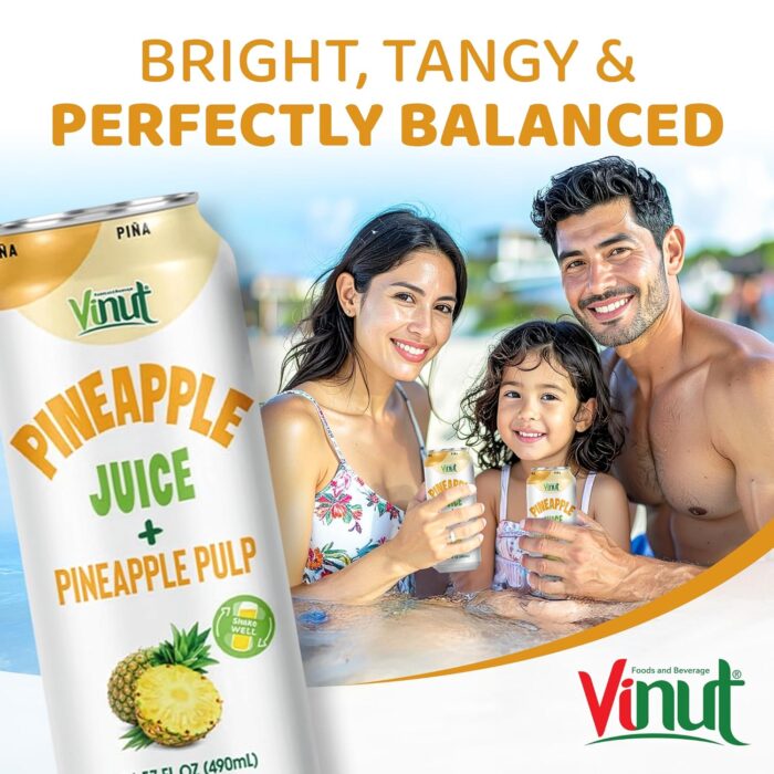 Vinut 100% Fruit Juice with Pulp, Pineapple 16.57 Fl Oz 24 Pack - Image 5