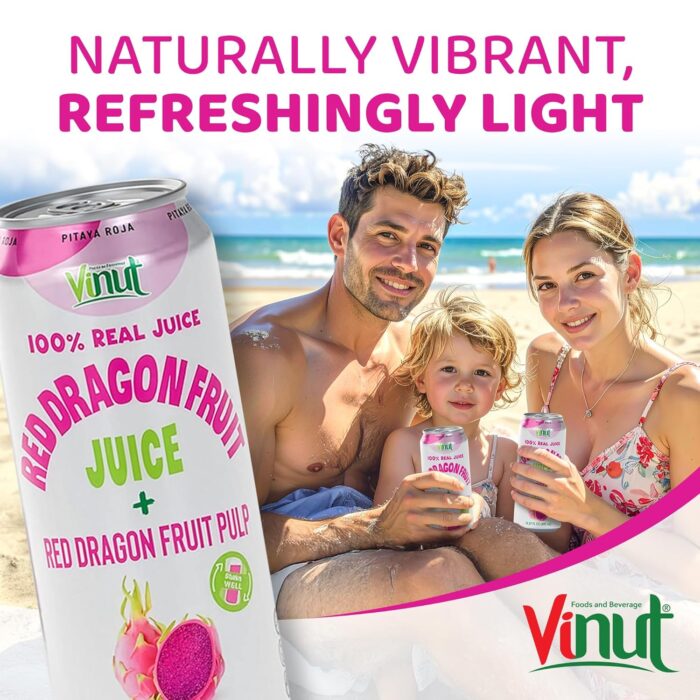Vinut 100% Fruit Juice with Pulp, Red Dragon 16.57 Fl Oz 12 Pack - Image 4