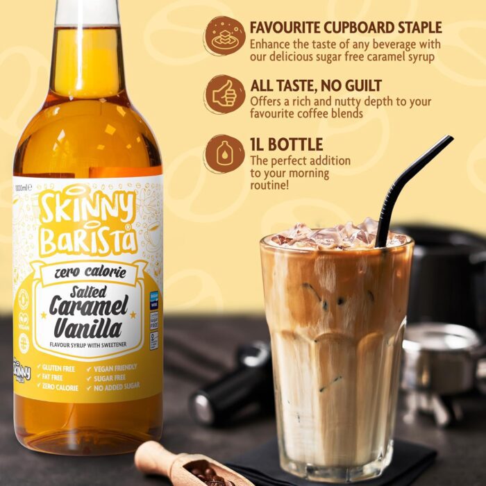 The Skinny Food Co Zero Calorie Salted Caramel Vanilla Syrup, 35 Fl Oz - Image 3