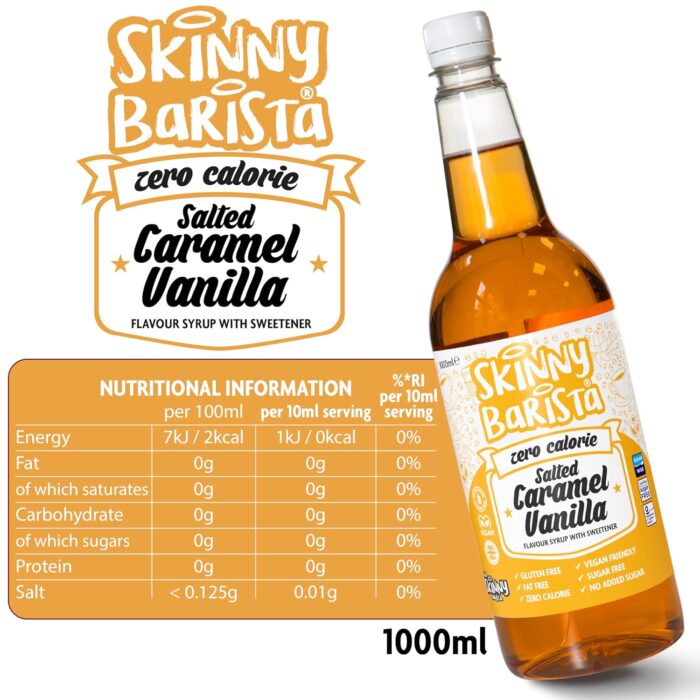 The Skinny Food Co Zero Calorie Salted Caramel Vanilla Syrup, 35 Fl Oz - Image 2