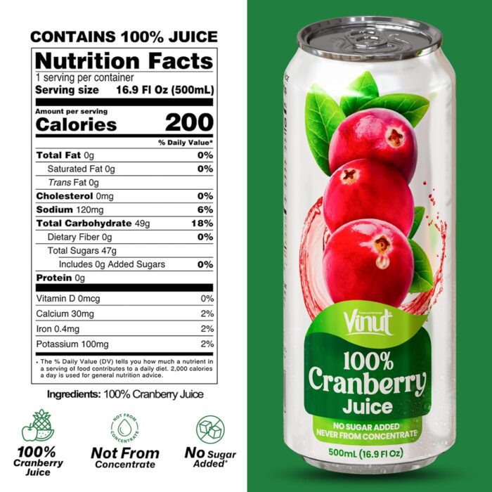 VINUT 100% Cranberry Juice, 16.9 Fl Oz - Image 2