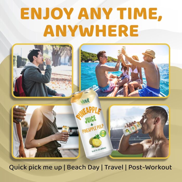 Vinut 100% Fruit Juice with Pulp, Pineapple 16.57 Fl Oz 6 Pack - Image 6