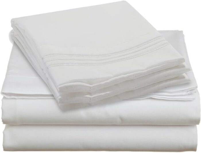 Clara Clark Deluxe Sheet Set, Premier 1800 Series, Stay Fit with Corner Elastic Strap, Queen – White - Image 3