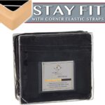 Clara Clark Deluxe Sheet Set, Premier 1800 Series, Stay Fit with Corner Elastic Strap, Queen – Black