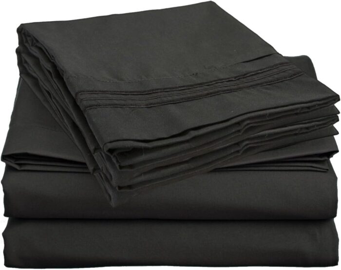 Clara Clark Deluxe Sheet Set, Premier 1800 Series, Stay Fit with Corner Elastic Strap, Queen – Black - Image 3
