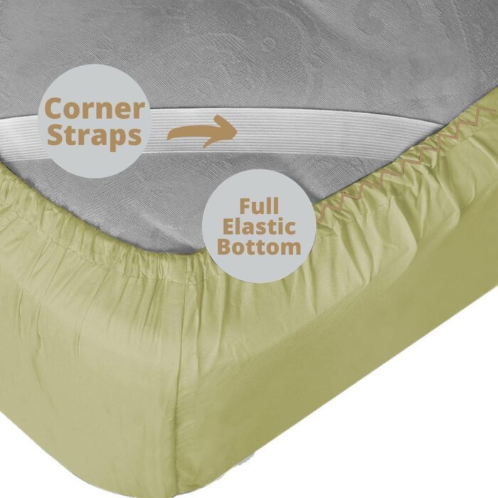 Clara Clark Fitted Sheet, Stay Fit with Corner Elastic Strap, Queen – Sage Green - Image 3