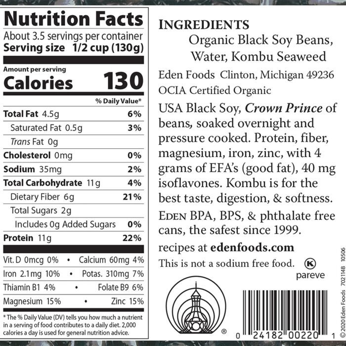 Eden Organic Black Soy Beans, 15 Oz - Image 2