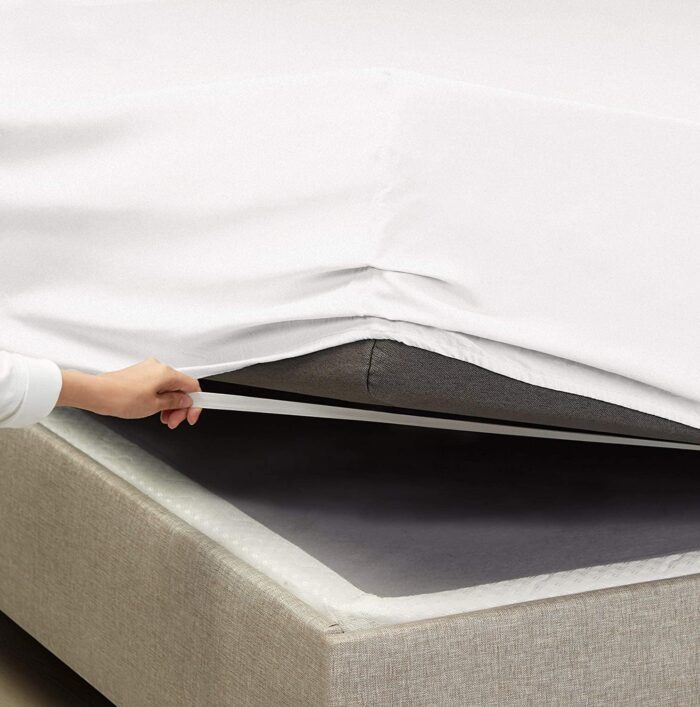 Clara Clark Fitted Sheet, Stay Fit with Corner Elastic Strap, Queen – White - Image 2