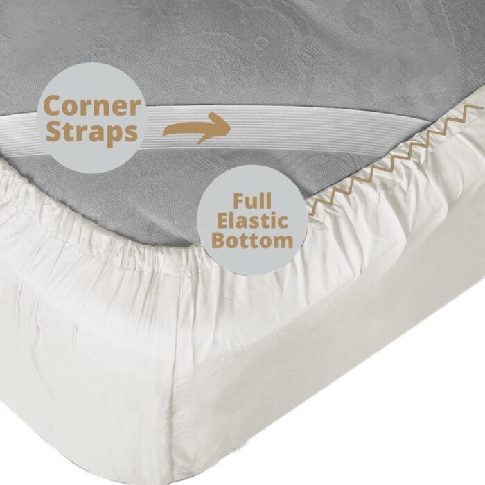 Clara Clark Fitted Sheet, Stay Fit with Corner Elastic Strap, Queen – White - Image 3