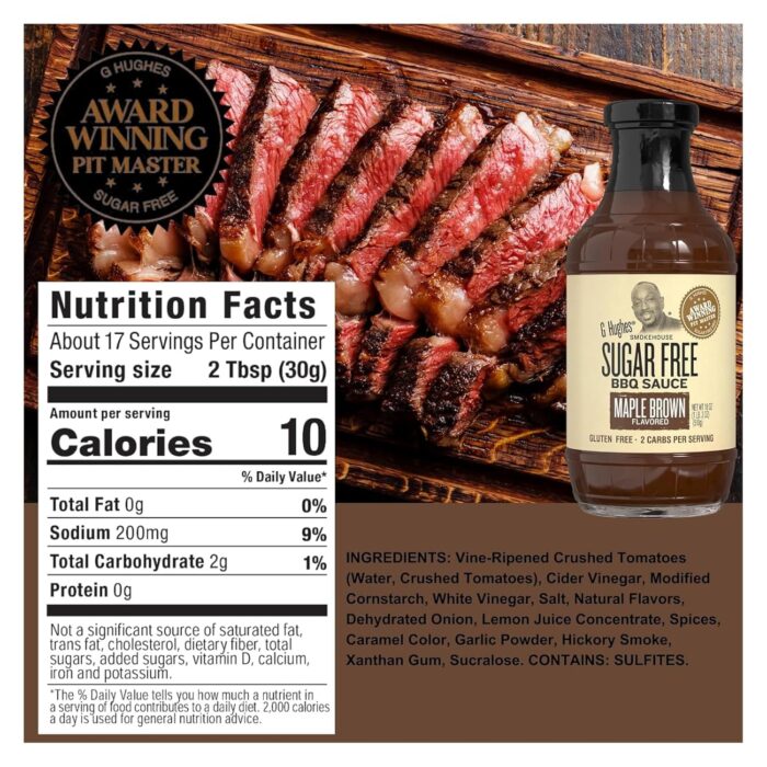 G Hughes Sugar Free Maple Brown Flavored BBQ Sauce, 18 Oz - Image 5