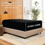 Clara Clark Fitted Sheet, Stay Fit with Corner Elastic Strap, Queen – Black